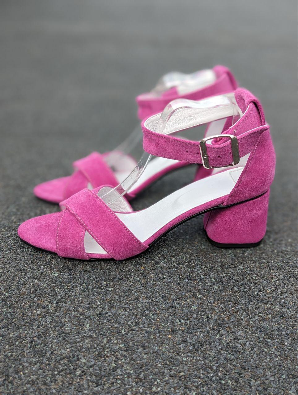 STTOPA Розміри 36-44. Босоніжки великих розмірів шкіряні. Каблук 6,5 см. 328-3644-65-1 Малинові, фото 1