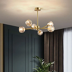 Світлодіодна кришталева люстра Барви 8613 (Золотиста) на 6 плафонів