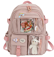 Рюкзак повсякденний портфель до школи корейський стиль аніме рожевий CAHRES&HEKA