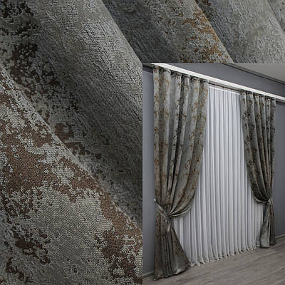 Комплект штор (2шт. 1,5х2,9м.) "Мармур Al-7", Туреччина. Колір сіро-коричневий. Код 1470ш 33-0326