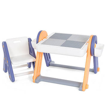 Дитячий стіл-конструктор 42х37х46 см 2 в 1 з мольбертом та стільцем QC-BB01