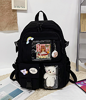 Рюкзак повсякденний портфель до школи корейський стиль аніме чорний CAHRES&HEKA