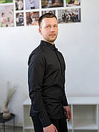 Сорочка Leo з комірцем стійкою Чоловіча Чорна L, фото 2