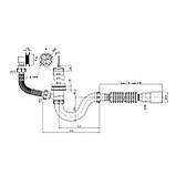 Сифон для ванни Kroner KRP — BS01 1 1/2"х40/50 мм із переливом, прямоточний, фото 2