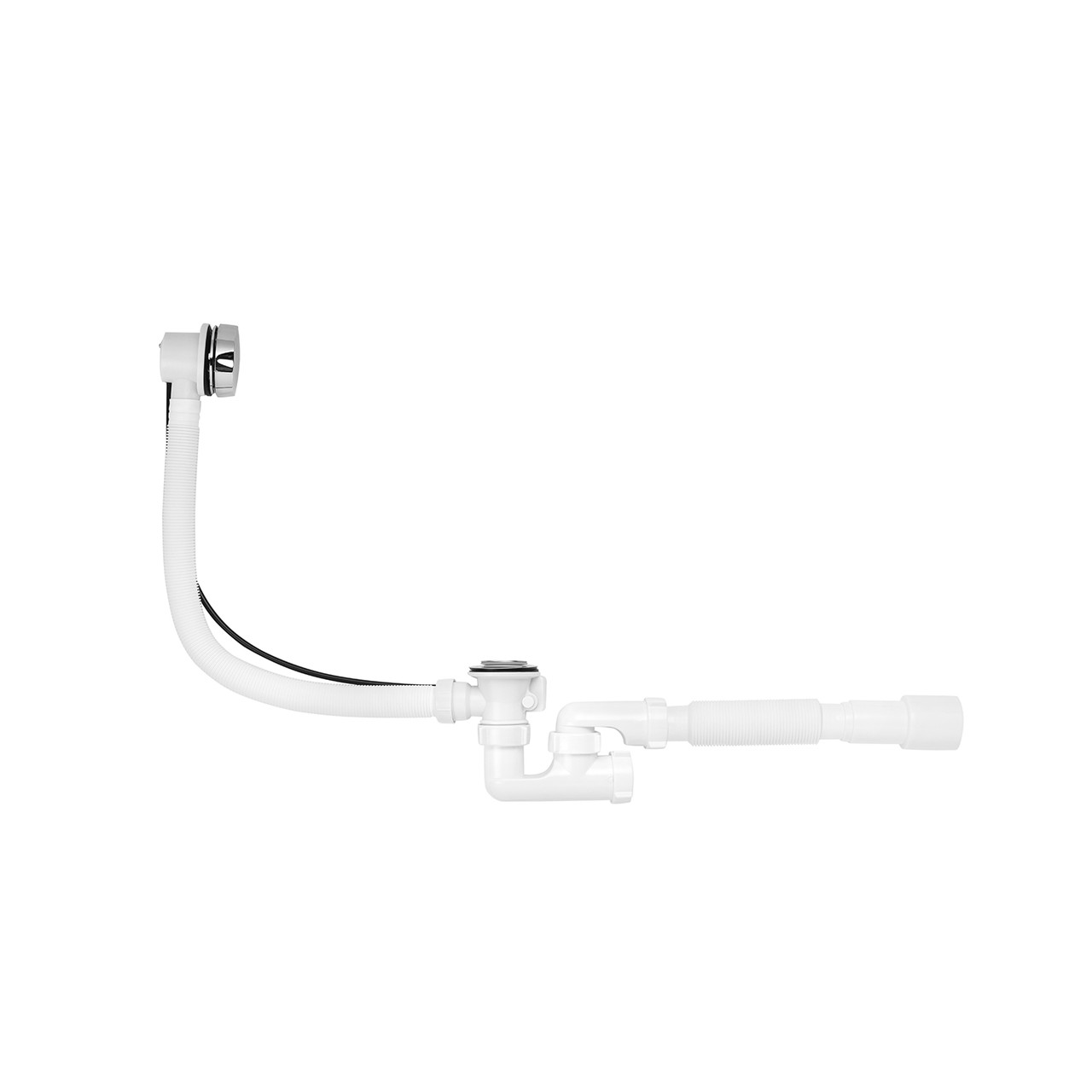 Сифон для ванни Kroner KRP - BS05P 1 1/2"х40/50 мм з системою СІіск-СІаск, з переливом та ревізією