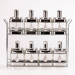 Банки для сипучих продуктів набір з 8 шт скляні ємності для зберігання з кришкою і ложкою