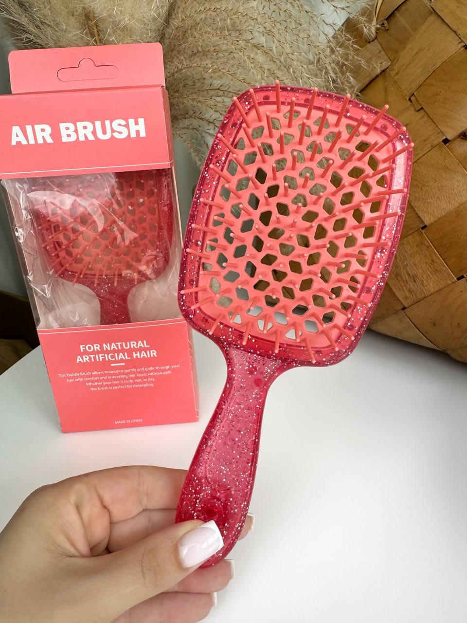 Гребінець для волосся  "Air Brush" в коробці. Кораловий, фото 1