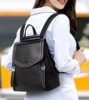 Шкіряний жіночий рюкзак сумка чорний, сумка-рюкзак шкіряна жіноча