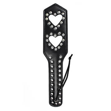 Чорна ляскалка з заклепками Hearts Spanking Paddle Bomba💣