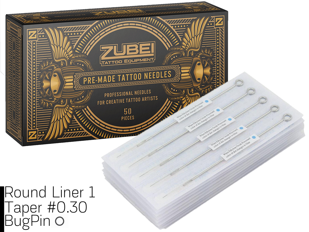 Тату голки 1 Round Liner Zubei Supply (Для контуру та точок) 1 штука