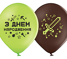 Латексна кулька BELBAL 12"(30 см) "З Днем народження" Майнкрафт