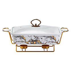 Мармітниця керамічна прямокутна 1,5 л, мармур