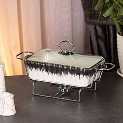 Марміт прямокутний 1 літр настільна мармітниця з підігрівом керамічна для других страв