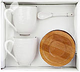 Чайний порцеляновий набір Ceram-Bamboo Grace на 2 персони, 2 чашки 350 мл і 2 блюдця з ложками, фото 2