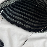 Біні шапка з вушками і зіркою в стилі аніме k-pop в'язана демісезонна чорно-сіра, фото 5