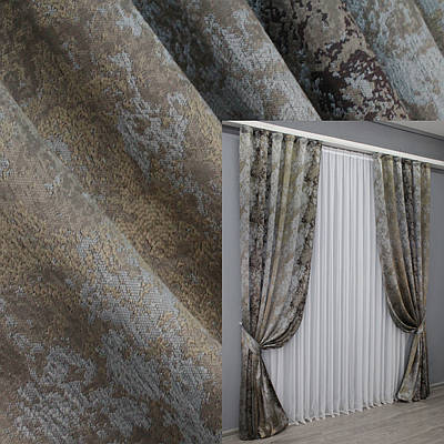 Комплект штор (2шт. 1,5х2,9м.) "Мармур Al-7", Туреччина. Колір сірий з вене і бежевим. Код 1462ш 33-0324