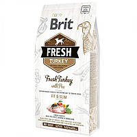 Brit Fresh Light Fit Slim Сухий корм для дорослих, літніх собак з індичкою та горошком 2.5 кг