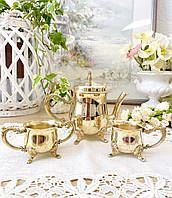 Вінтажний посріблений чайний сервіз, чайник, молочник і цукорниця, сріблення Німеччина, вінтаж