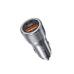 Авто зарядний адаптер Wekome WP-C31 PD65W+QC3.0 1USB/1Type-C (сіре)