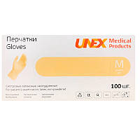 Рукавички латекс оглядові нестерильні припудрені розмір М 7-8 50 пар Unex