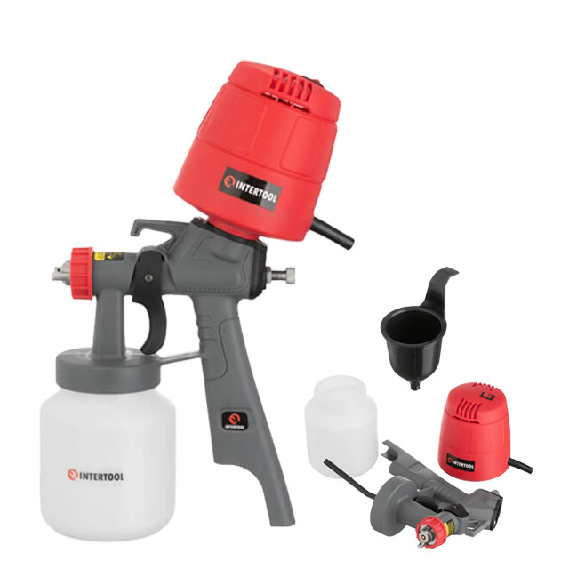 Фарбопульт електричний HVLP 450 Вт, форсунка 1.5 мм, бачок 1 л., 0.14-0.35 бар, 100-200 мл/хв INTERTOOL DT-5045, фото 1