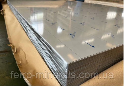 Лист н/ж 0.8х1000х2000мм AISI 430 ВА+PVC дзеркало у плівці