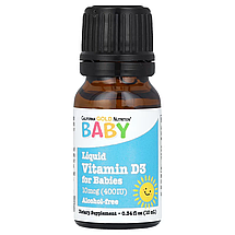 Вітамін Д3 для дітей California Gold Nutrition Baby Vitamin D3 Drops 400 IU 10 ml, фото 5