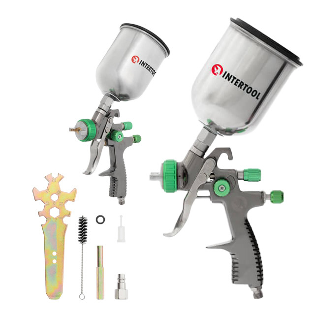 Пневматичний фарборозпилювач LVLP GREEN професійний, форсунка 1.3 мм, INTERTOOL PT-0131, фото 1
