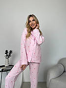 Піжама з мусліну S Рожева в рожеві серця