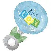 Фольгована  куля фигура CTI-CT Брязкальце It`s a Boy блакитне,  93х57 см