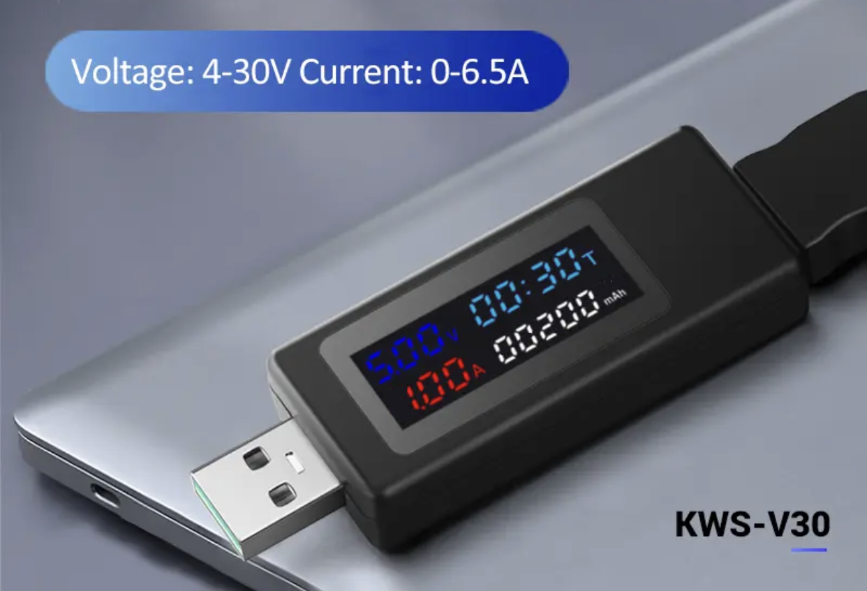 USB тестер Keweisi KWS-V30 амперметр вольтметр вимірювач ємності