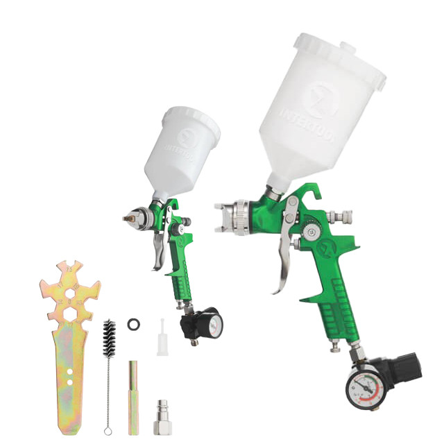 Пневматичний фарборозпилювач HVLP, форсунка 1.3 мм, верхній пластиковий бачок 600мл, 3бар INTERTOOL PT-0102, фото 1