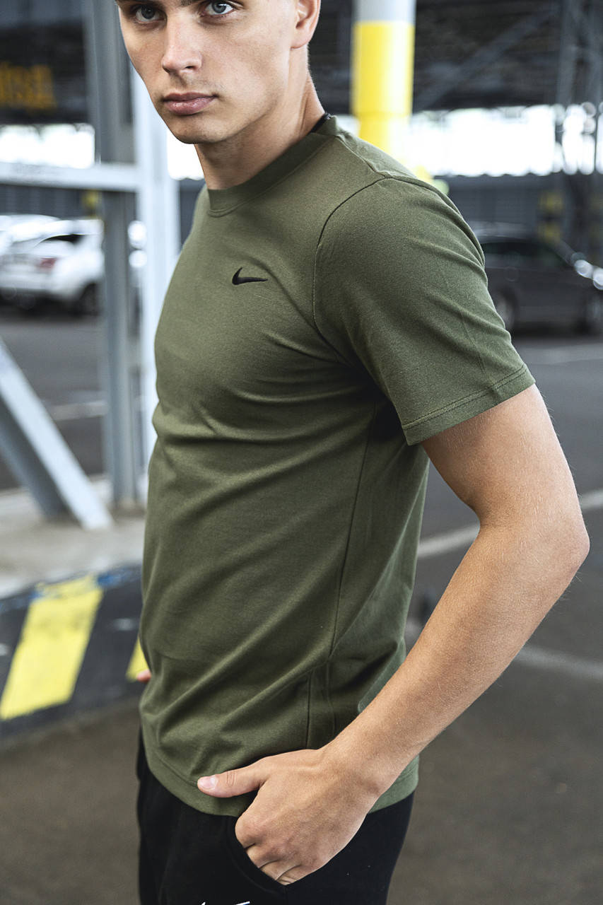 

Мужская футболка спортивная Nike CL летняя хаки | Футболка мужская трикотажная Найк на лето ТОП качества