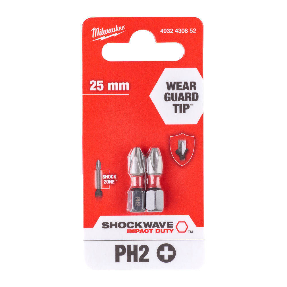 

Бита Milwaukee Shockwave Impact Duty PH2 x 25 мм 2шт 4932430852