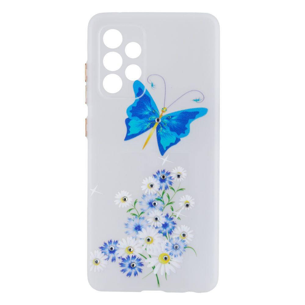 

Чехол для Samsung A52 Самсунг А52 TPU Ultra-thin Shine with Frame White Butterfly