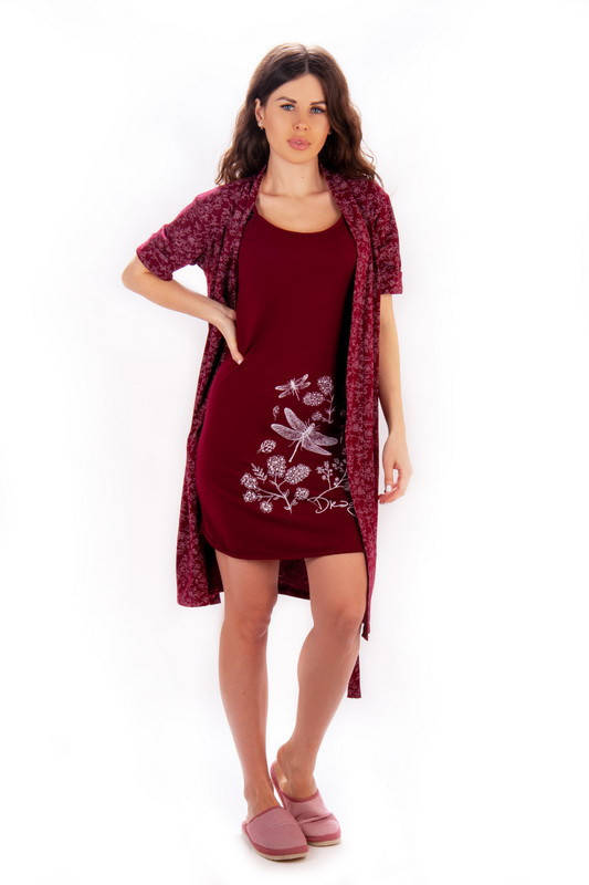 

Женский комплект халат и ночнушка / Ночная сорочка и халат 44, принт 18, Разные цвета