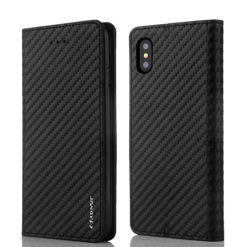 

Карбоновый чехол-книжка для Apple iPhone XS Max, Черный