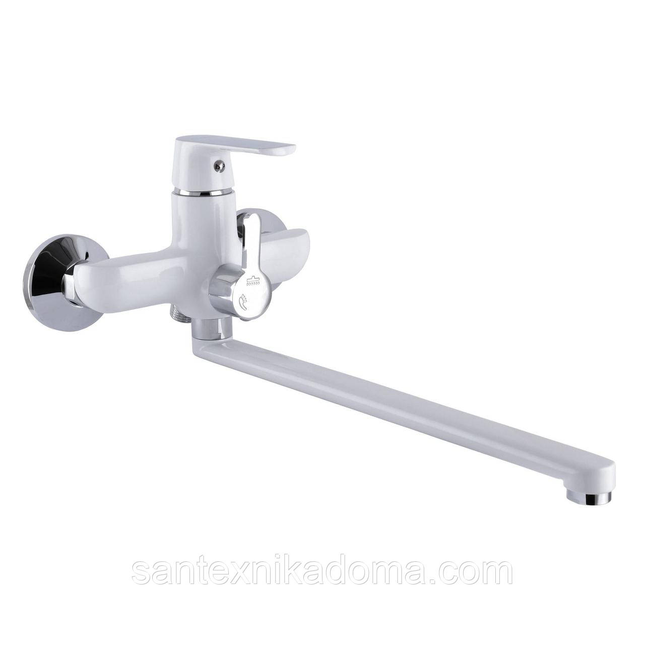 Змішувач для ванни Globus Lux Laguna GLA-0208-7-WHITE EURO латунь у білому кольорі гусак 35 см