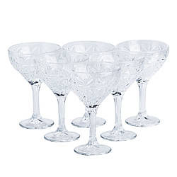 Скляний келих на високій ніжці фужер для мартіні 6 шт