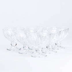 Креманка на ніжці скляна прозора 250 (мл) набір креманок 6 штук для салатів, десертів, желе