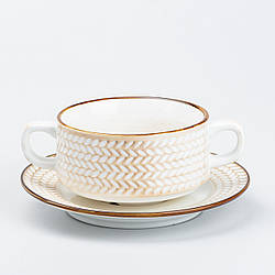 Тарілка для супу глибока 300 мл із блюдцем тарілки обідня