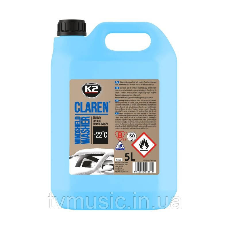 Омивач скла зимовий K2 Claren -22°C Windshield Washer 5000 мл (K625)