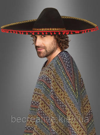 Чорний карнавальний капелюх XXL сомбреро