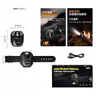 Ліхтар на руку W04-LED, Li-Ion акумулятор, ЗУ Type-C, компас, Box ліхтарик акумуляторний