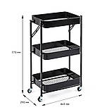 Етажерка мобільна триярусна універсальна з металу 46,5х29х77,5см Чорна SW-00002099, фото 3