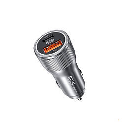 Авто зарядний адаптер Wekome WP-C31 PD65W+QC3.0 1USB/1Type-C (сіре)
