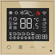 Скляна панель: WiFi терморегулятор + Вимикач + Розетка 1DAL | Золото, (G228D-SW2G-TR.WF-ST.GD), фото 3