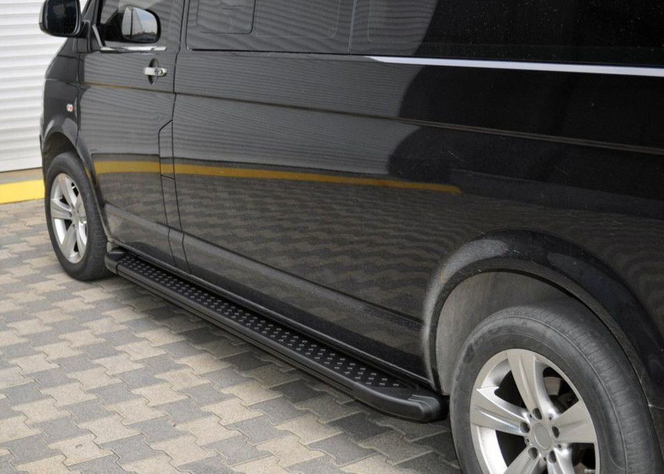 Бокові пороги Volkswagen T5 Transporter 2003-2010 Allmond Black коротка база brr088+alb213