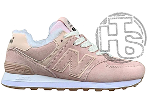 Жіночі кросівки New Balance 574 Pink (с мехом) ALL05032