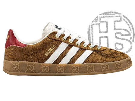 Чоловічі кросівки Adidas Gazelle Gucci Original GG Beige Brown 707850 UWV20 7162/HQ8850, фото 1